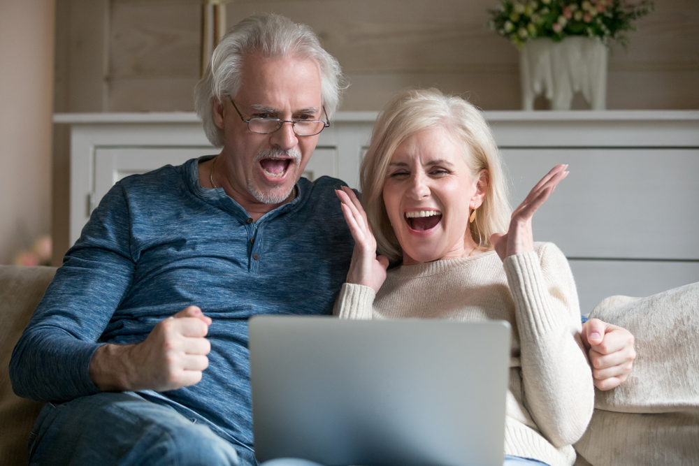 old couple playing online casino games